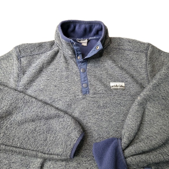 Eddie Bauer Other - Eddie Bauer Pullover Sweater Snap Heathered Blue Men's Small Sweater